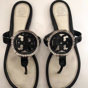 Tory Burch Miller Fringe Sandals Black 9.5